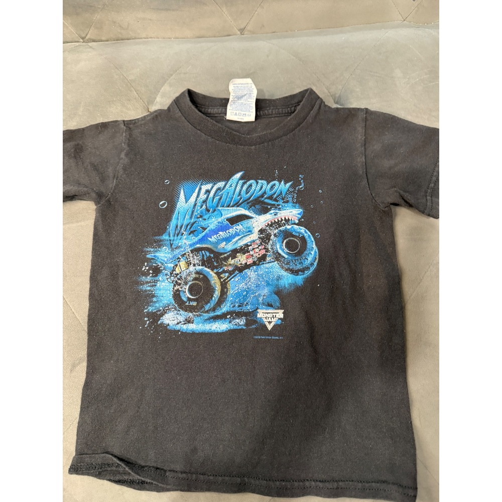 Monster Jam Megalodon Shark Youth XS Black Graphic T-Shirt Delta‎ Pro Weight